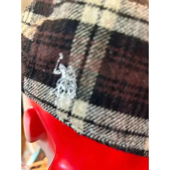 US POLO ASSN brown plaid beret one size - Picture 4 of 5